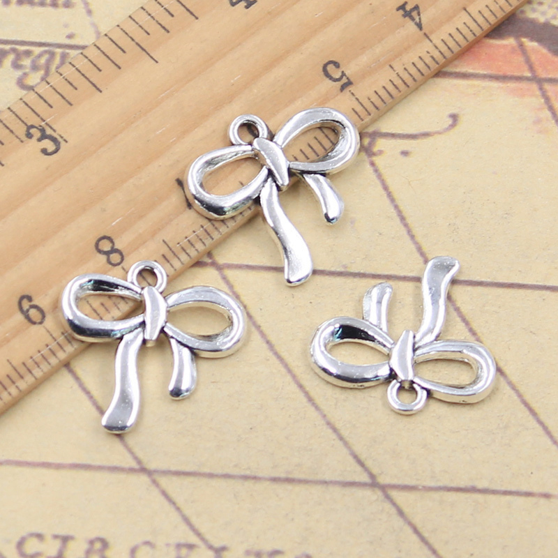 Vintage Fashion Finds - 20pcs Charms Ribbon Bowknot 18x19mm Tibetan