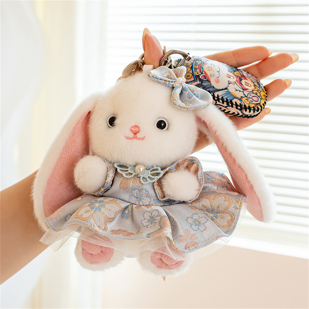 Vintage Fashion Dolls - Cute Lop Ear Rabbit Plush Keychain