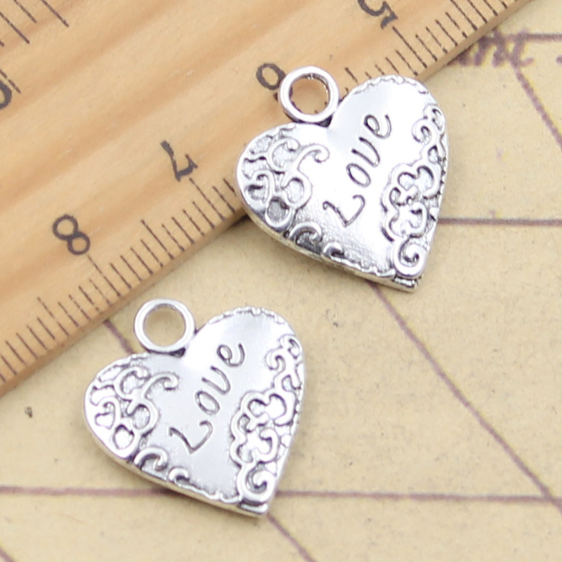 Vintage Fashion Finds - 10pcs Charms Heart Love 19x18mm Antique