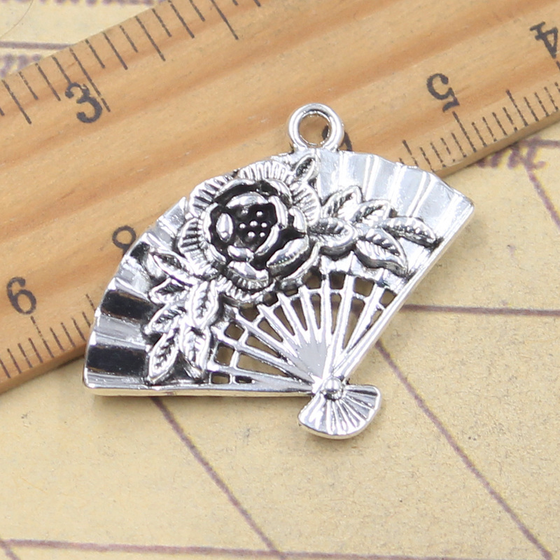 Vintage Fashion Finds - 5pcs Charms Flower Fan 25x36mm Antique