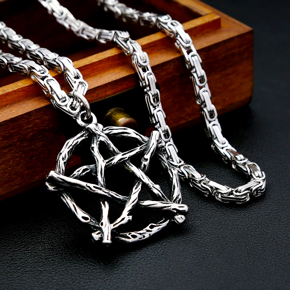 Vintage Fashion Outfits Men - Vintage Gothic Twisted Branch Pentagram Pendant
