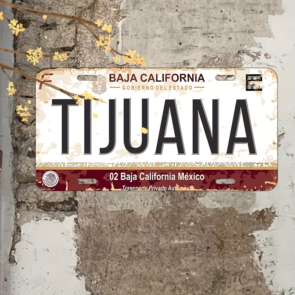 Vintage Fashion Plates - Vintage Mexican License Plate Metal Tin