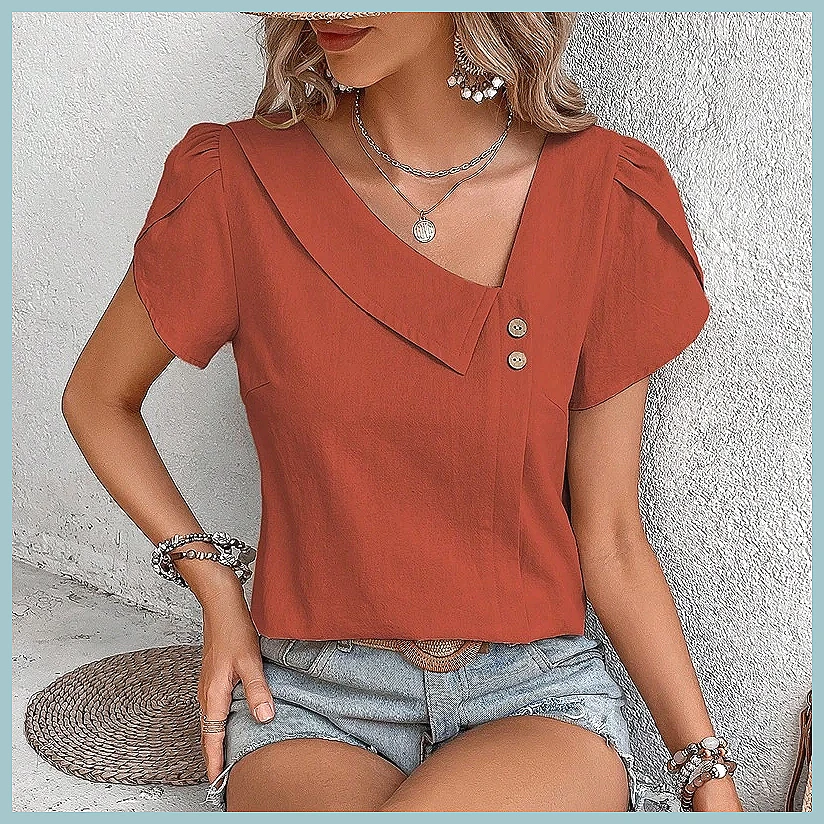 Vintage Women Fashion - 2024 Summer Vintage Solid Color Blouse