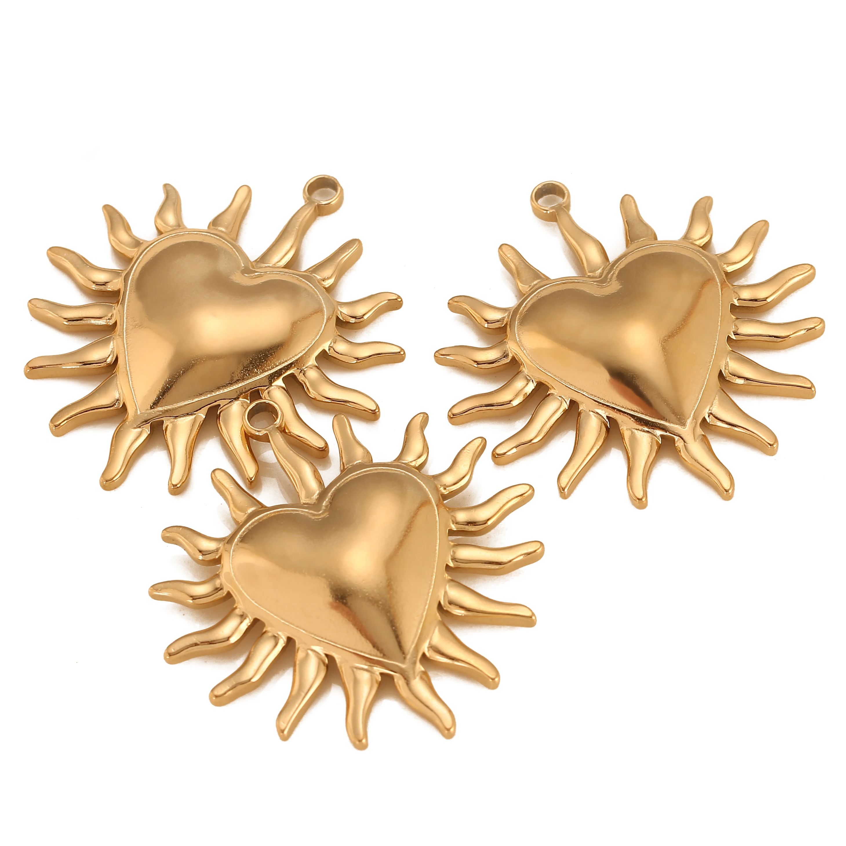 3Pcs Puffy Spike Heart Charm V - Vintage Fashion Finds recension och pris