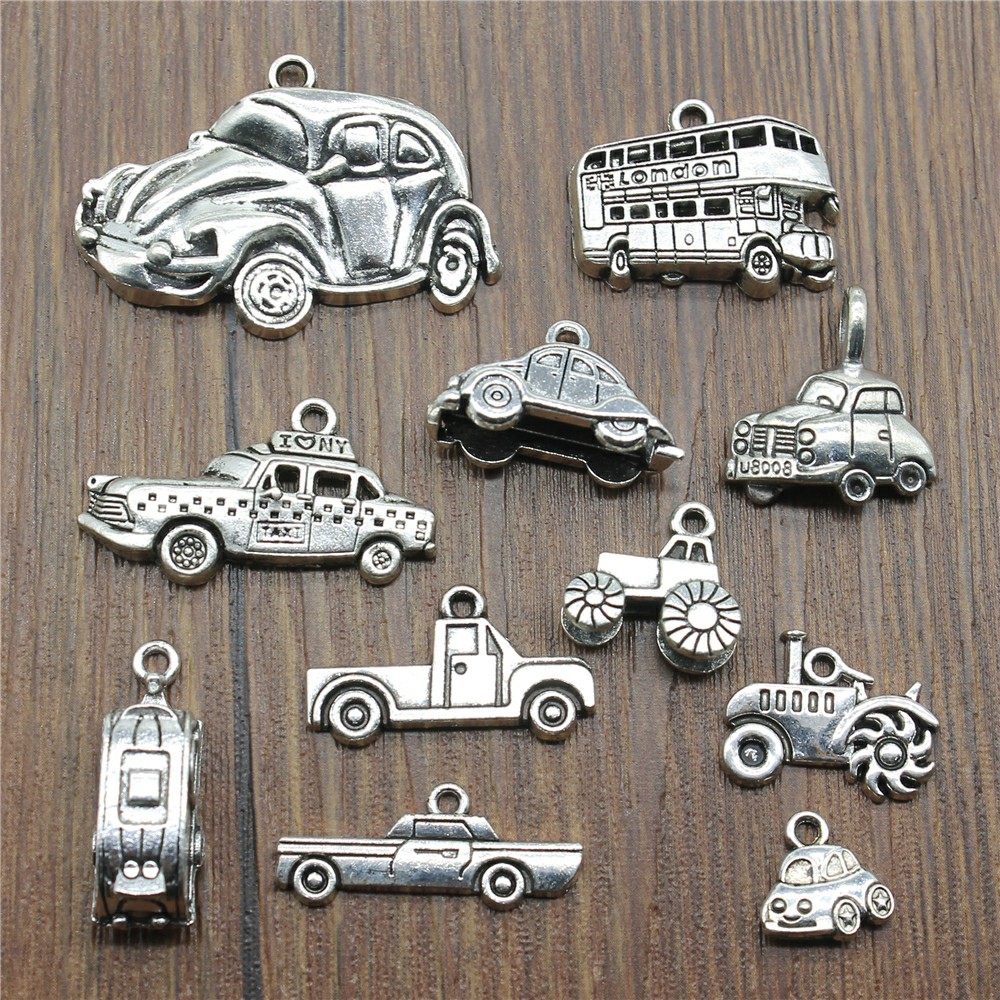 10pcs Antique Silver Color Car - Vintage Fashion Finds recension och pris