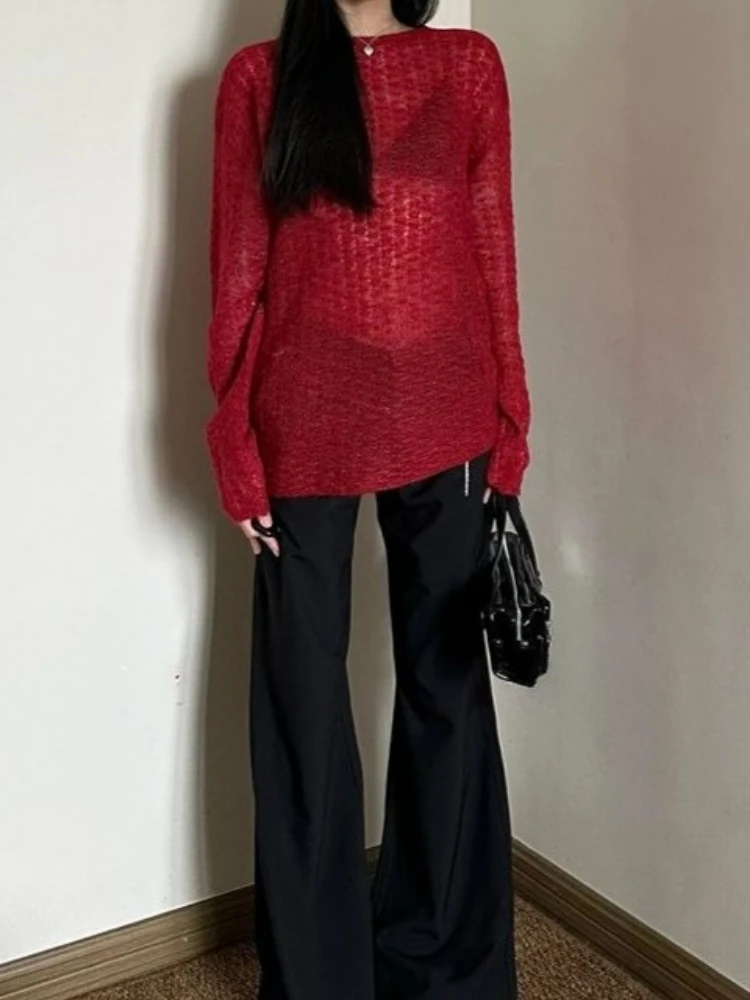 Y2K See-Through Knitted Women' - Vintage Fashion T Shirts recension och pris