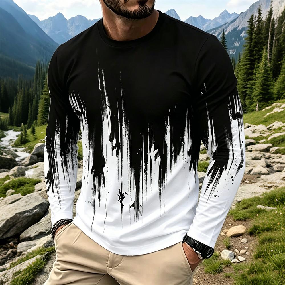 Men's Gradient Ink Splash Long - Vintage Fashion T Shirts recension och pris