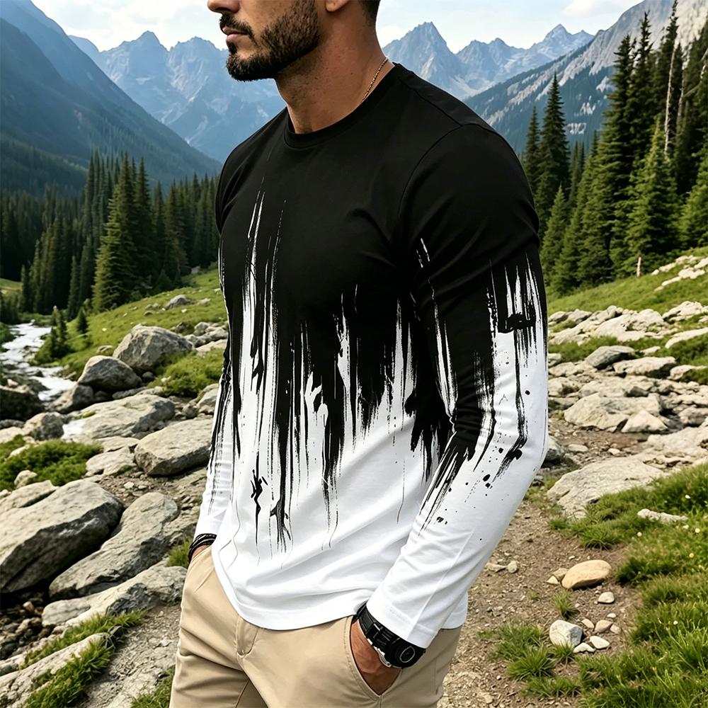 Men's Gradient Ink Splash Long - Vintage Fashion T Shirts recension och pris