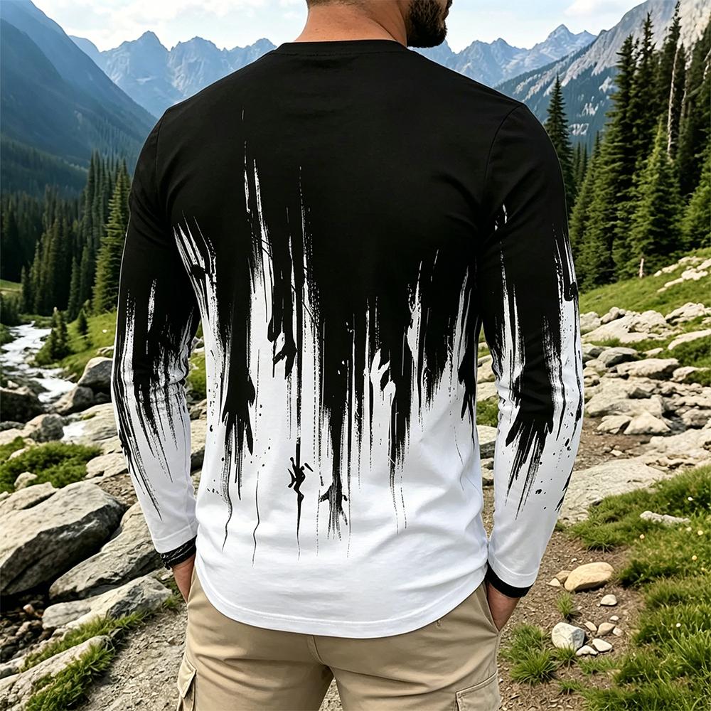 Men's Gradient Ink Splash Long - Vintage Fashion T Shirts recension och pris